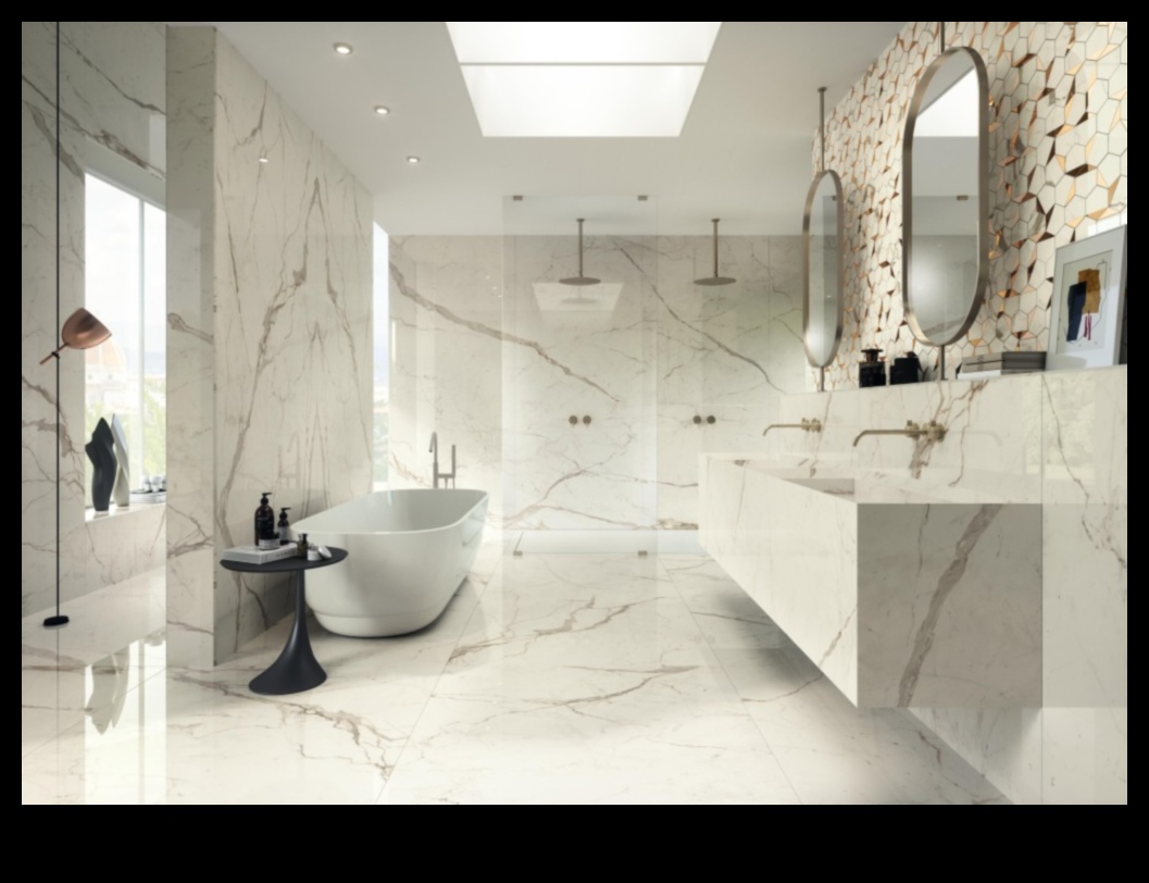 ما هي بعض الطرق الأنيقة لاستخدام الرخام في تصميم الحمام الحديث؟