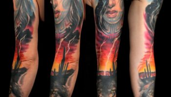 قماش منحوت: اكتشف جمال إتقان وشم الذراع الملحمي الكبير